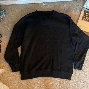 AERIE BLACK WAFFLE TEXTURE PULLOVER